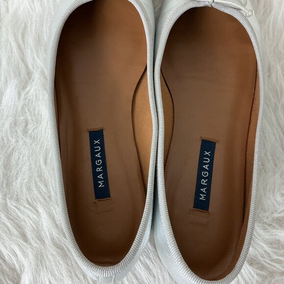 Margaux Metallic Silver Nappa Leather Bow Toe The Demi Ballet Flat 37 M US 7 - Picture 4 of 8